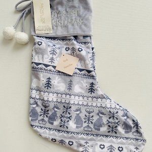 Rachel Zoe Baby's 1st  Christmas Stocking Velour Grey